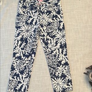 Lilly Pulitzer Navy and White Floral Pants